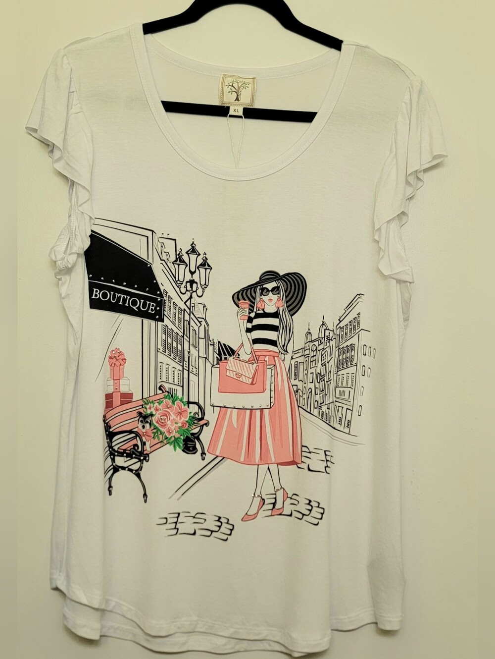Women’s Graphic Boutique City Tee with Coral Accents